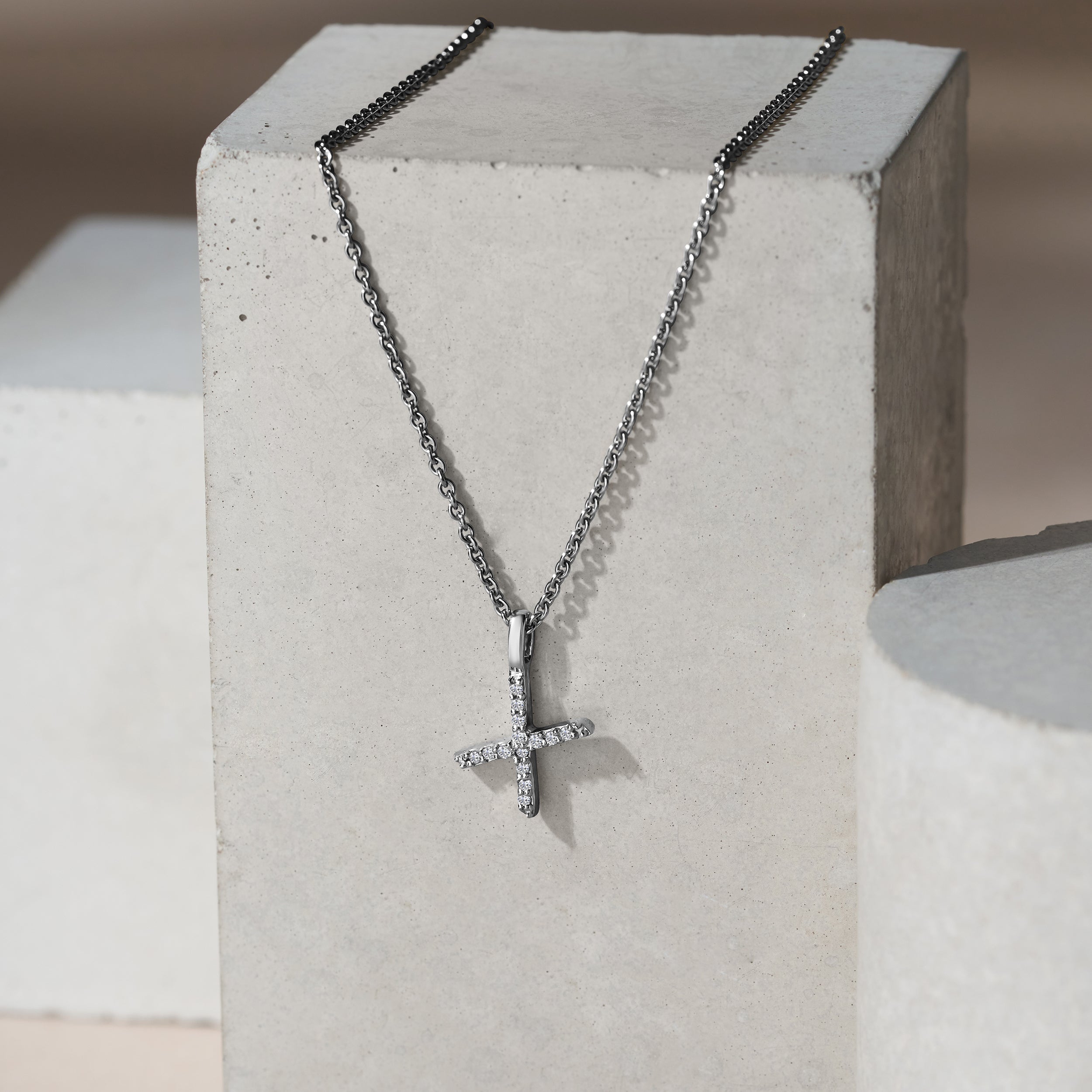 Love Letter Initial X Lab Diamond Necklace set in 9K White Gold